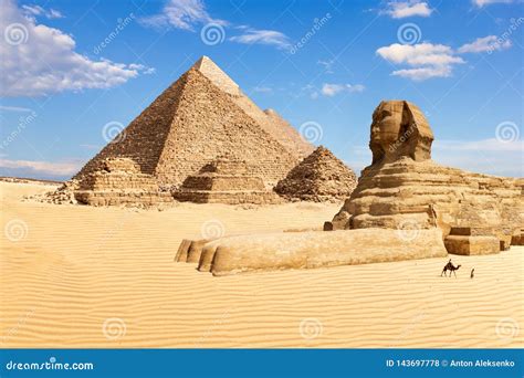 The Pyramids of Giza and the Sphinx, Egypt Stock Photo - Image of cairo ...