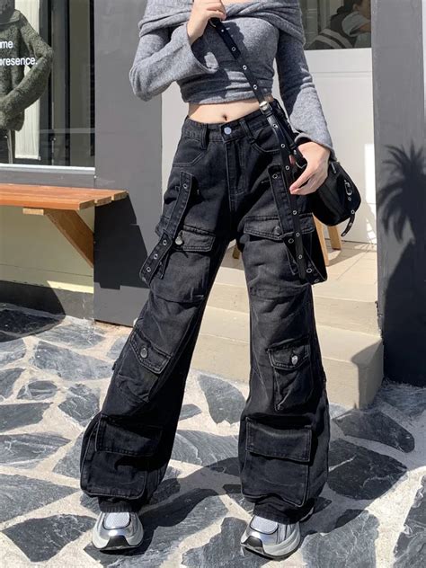 Women's Baggy Cargo Pants Black – The End Cult