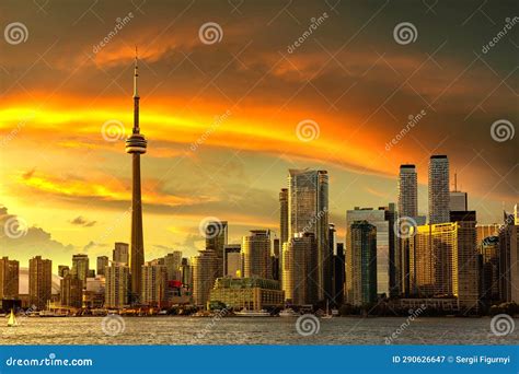 Toronto Skyline At Sunset Canada Stock Image Image Of Sunlight