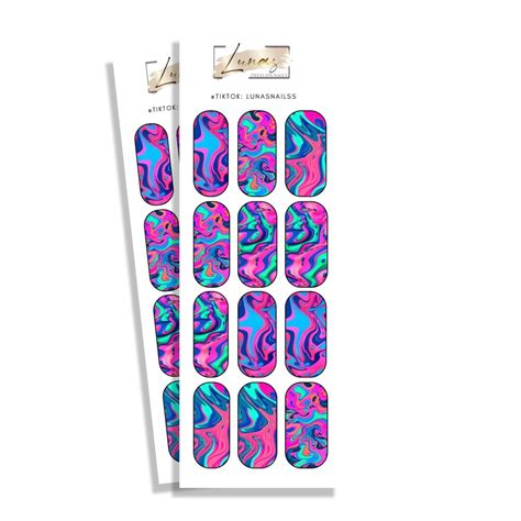 Waterslide Nail Decals Waterslide Nail Wraps Blue Pink Swirl Nail