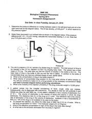 Homework Solution Bme Biological Transport Phenomena Spring