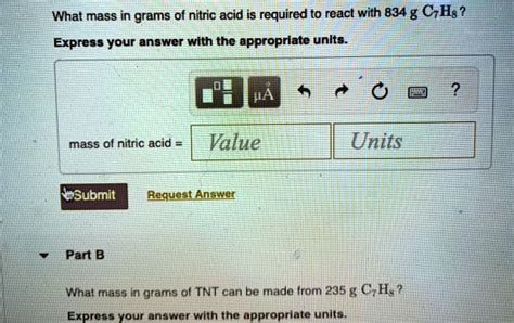 SOLVED What Mass In Grams Of Nitric Acid Is Required To React With 834