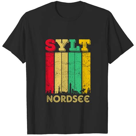 Sylt Retro North Sea Skyline Beach Island Shells T Shirt Sold By