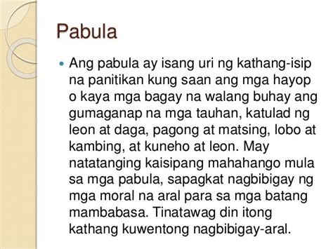 Kwentong Pabula At May Mapupulot Na Aral Sa Kwento