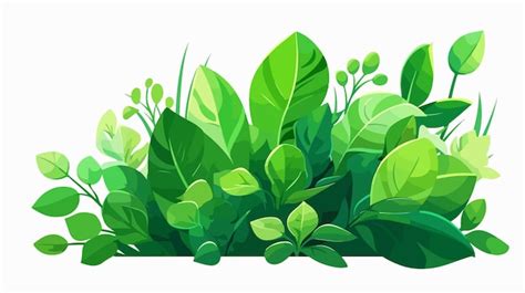 Vibrant Green Leaves Flat Style Vector Illustration Premium Ai