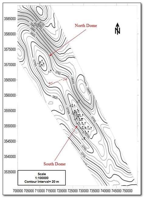 Structural Contour Map Of The Top Of Mishrif Reservoir Digitised By