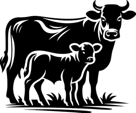 Premium Vector | Cow and Calf Silhouette vector black color silhouette