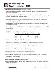 Real Vs Nominal GDP Macro Topic 2 6 Real V Nominal GDP Part 1 Check