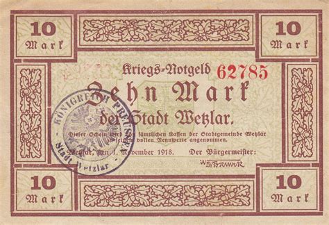 Deutschland Deutsches Reich 10 Mark 1919 Notgeldschein Notgeld Stadt