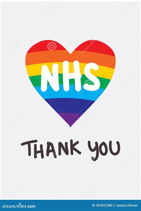 Thank You NHS Loveheart Rainbow Background Vector CartoonDealer