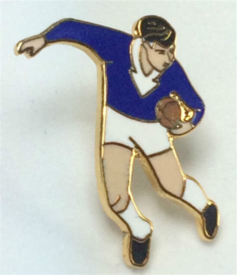 Rugby League Union Blue And White Kit Footballer Enamel Lapel Pin