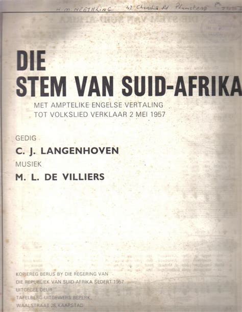 Documents South African History The Original South African National Anthem Sheet Music