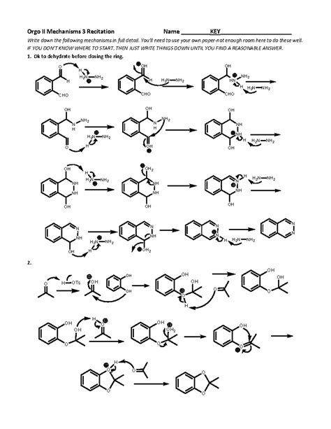 Chem Rec Ws Mechanisms S Key Orgo Ii Mechanisms Recitation