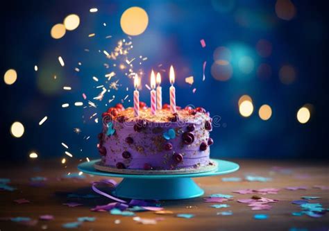 Chocolate Birthday Cake With Candles Stock Photo Image Of Horizontal
