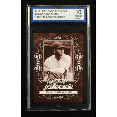 Babe Ruth 2016 Leaf Babe Ruth Collection Career Achievements CA6 ISA 10 Pristine Auction