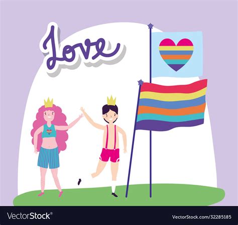 Pride Parade Lgbt Community People With Rainbow Vector Image