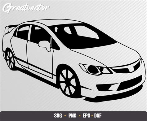 2007 Civic Type R Sedan L Eps Svg Png Dxf L Vector Art Etsy