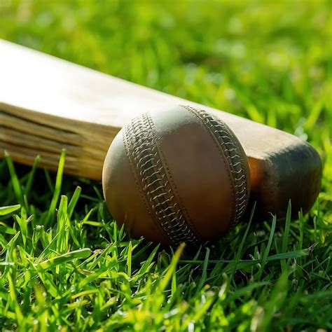 Premium Photo Closeup Of Cricket Equipment On Green Grass At The