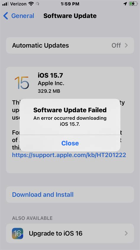 Software Update Failed Error For Ios 15 7… Apple Community