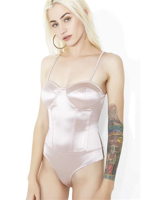 Lace Up Back Satin Bodysuit Dolls Kill