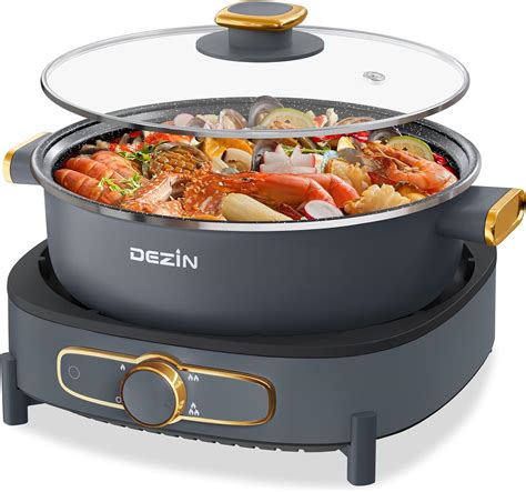 Amazon Dezin Electric Shabu Shabu Pot With Removable Pot L Non Stick Hot Pot Electric