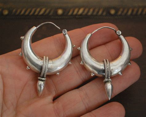 Sterling Silver Spike Hoop Earrings Large Cosmic Norbu