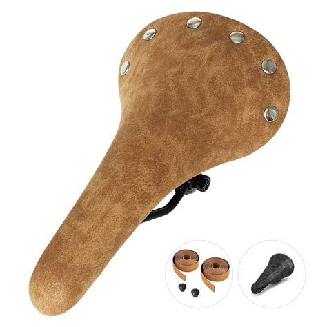 Anzome Leather Bicycle Seat Vintage Universal Replacement Bike Saddle