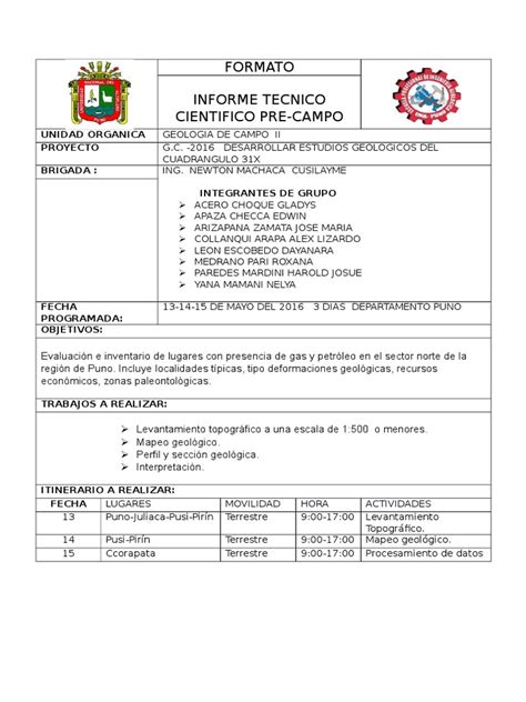 Pdf Itinerario De Campo Dokumen Tips