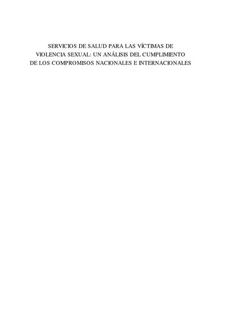 Servicios De Salud Para Las Víctimas De Violencia Sexual Una Análisis