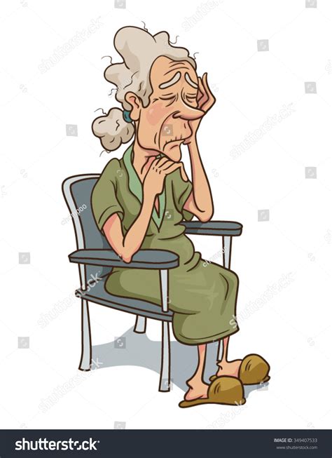 Sad Senior Woman Sitting Vector Cartoon เวกเตอร์สต็อก ปลอดค่าลิขสิทธิ์ 349407533 Shutterstock