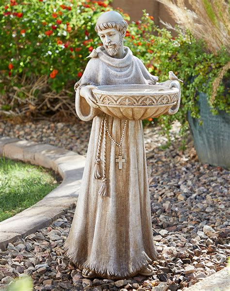 Indoor Outdoor Statuary Saint Francis Bird Bath And Feeder