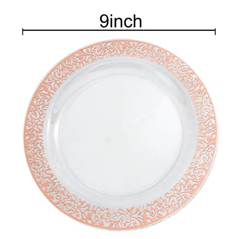 I Pieces Rose Gold Plastic Lunch Plates Clear Disposable