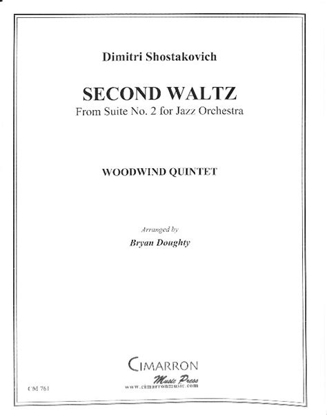 Sheet Music Second Waltz Shostakovich D Woodwind Quintet Carolyn