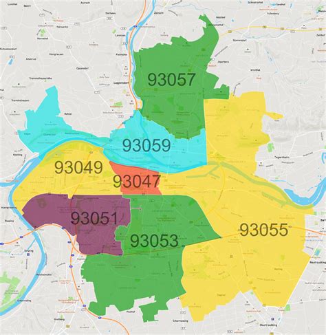 Regensburg Postleitzahlen Karte Atlasbig