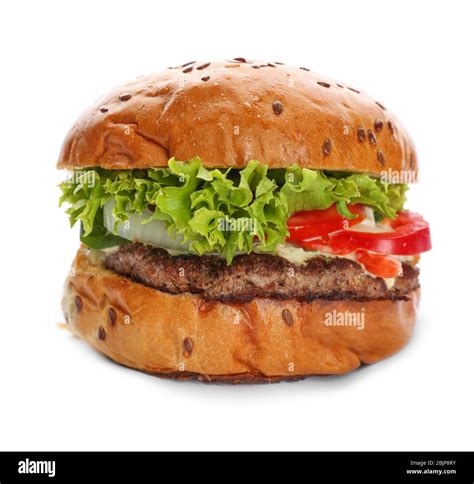 Tasty Beef Burger Isolated On White Stock Photo Alamy