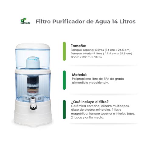 Filtro Purificador Agua Litros Cer Micas Coreanas Ecotrade