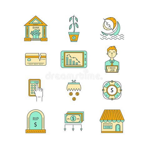 Economic Crisis Icons Stock Vector Illustration Of Logo 94382433