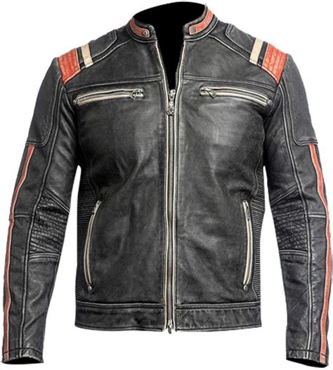 Mannen Vintage Cafe Racer Lederen Jas Biker Mannen Retro Motorjas Mens