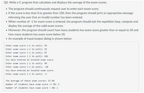 Solved Q2 Write A C Program That Calculates And Displays