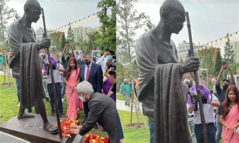 EAM Jaishankar Unveils Statue Of Mahatma Gandhi In Georgia