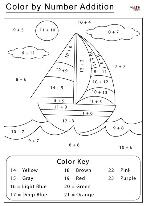 Color By Adding Numbers Worksheets Free Printable Worksheets