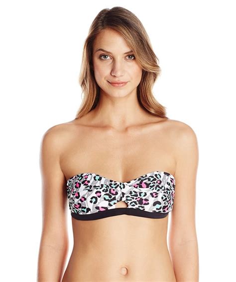 Women S Leopard Mix Bandeau Bikini Top Multi CE11T0NB94L