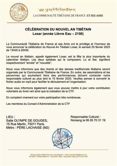 Tibet Paris F Vrier C L Bration Du Nouvel An Tib Tain Losar