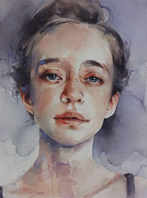 A Watercolor Painting Of A Woman S Face