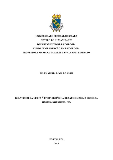 Relat Rio Da Visita Unidade B Sica De Sa De Saude Coletiva