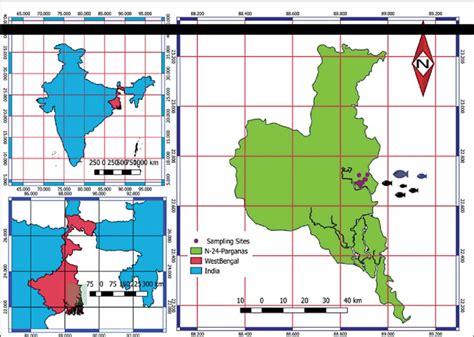 Gis Map Showing The Study Sites At North 24 Parganas West Bengal