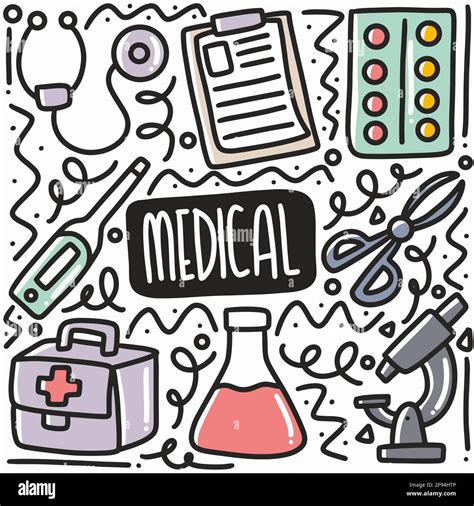 Hand Drawn Doctor Equipment Doodle Set Stock Vector Image Art Alamy