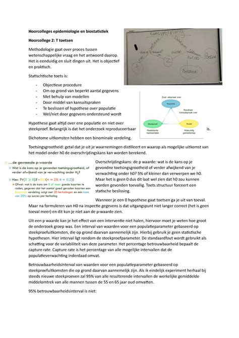 Samenvatting Aantekeningen Van De Colleges Van Het Vak Epidemiologie