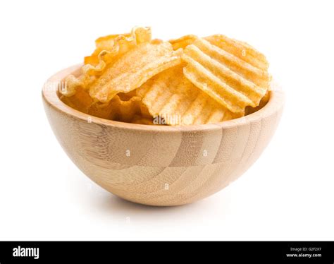 Crinkle Cut Potato Chips Isolated On White Background Tasty Spicy