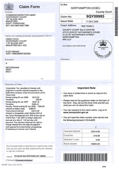 County Court Claim Form N1 Pdf - CountyForms.com